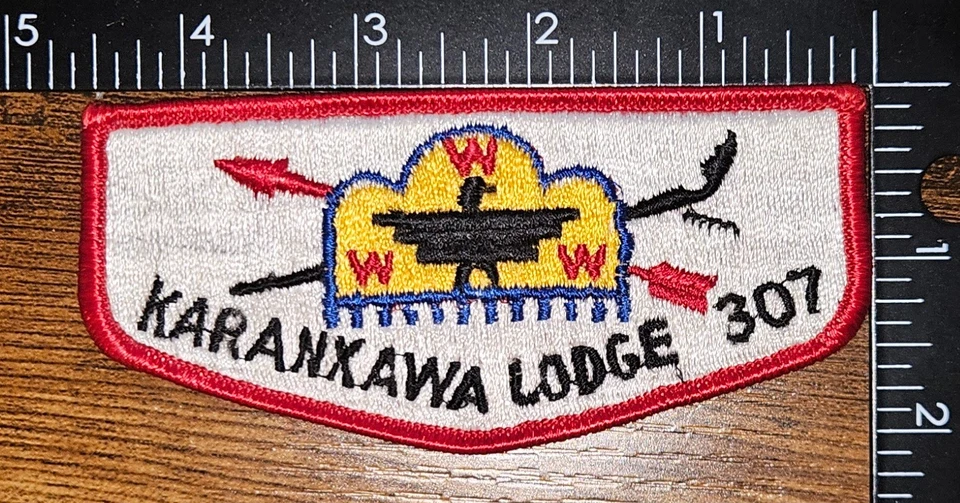 Karankawa Lodge 307 S6 Tough Issue Boy Scout OA WWW Flap Patch - Image 1 of 1