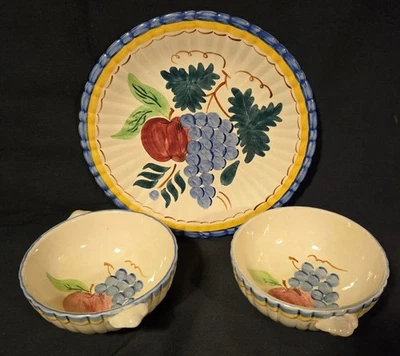 Vintage Stangl Pottery 9 1/8" Plate & 2 Lug Soup Bowls Harvest Pattern #3341 - Image 1 of 4
