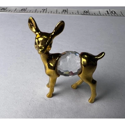 Estatuilla miniatura ciervo tono dorado vintage escultura cristal decoración de mesa Foto 1 de 4