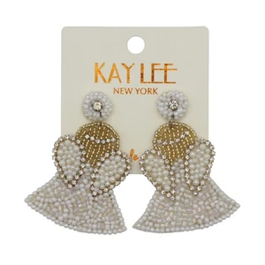 Kay Lee Christmas Angel Seed Bead Earrings - Picture 1 of 2