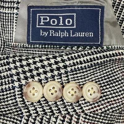 Vintage Polo Ralph Lauren Blazer Jacket Mens Size 44 Gray Houndstooth Plaid - Image 1 of 4