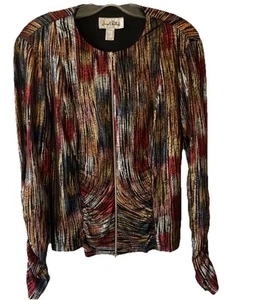 $177.00 Joseph Ribkoff Multi Colored Zip Up Shirt Jacket WMS SZ 10 NWT Metalic - Bild 1 von 19