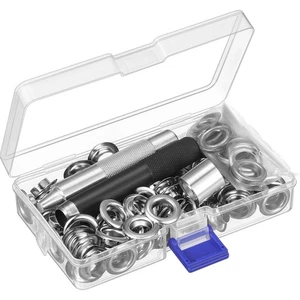 1/2 Inch Grommet Tool Kit, Setting Tool, 100 Sets Eyelets, Storage Box, Metal - Picture 1 of 8