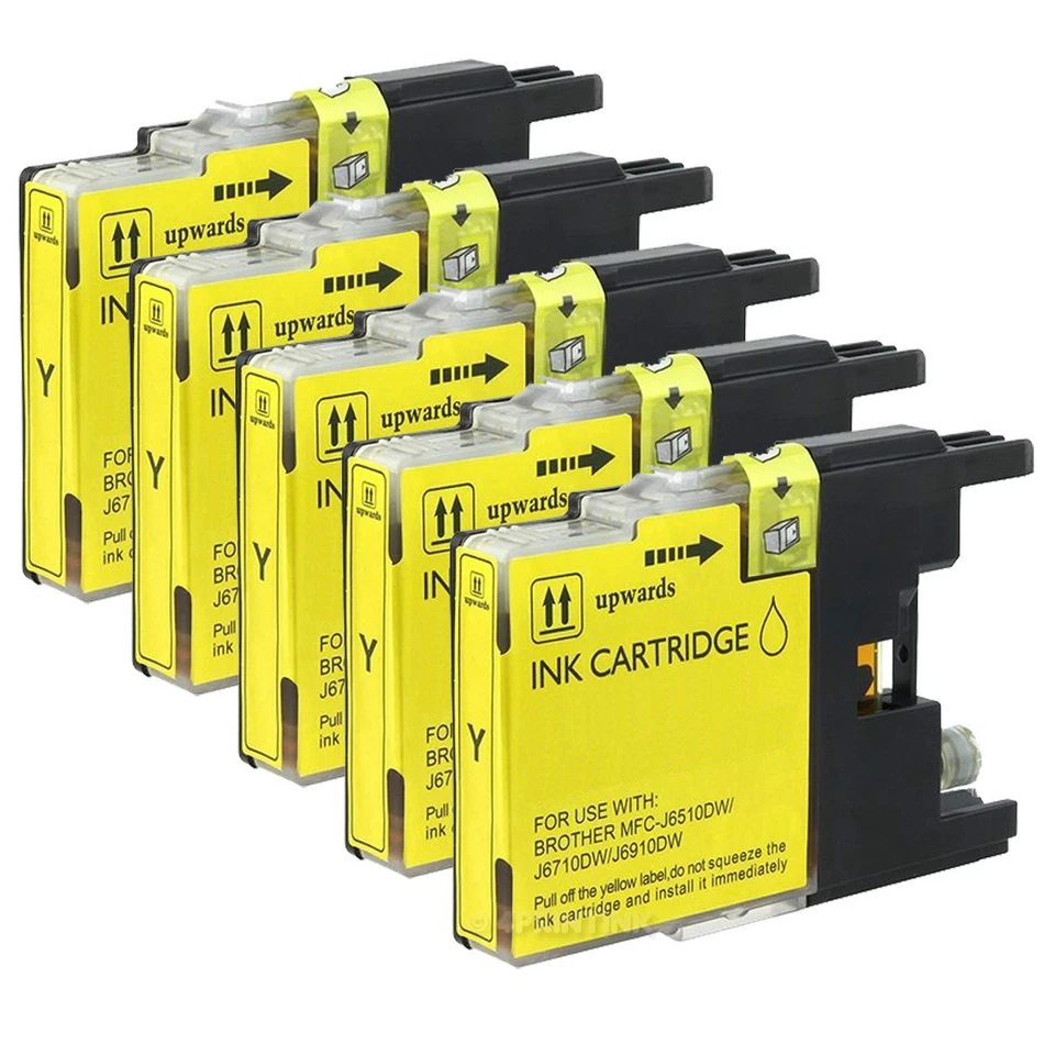5 Pk LC75 Y LC-75 Y Ink For Brother MFC-J6510DW MFC-J835DW MFC-J435W MFC-J625DW - Image 1 of 1