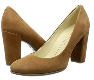 ECCO Women's Shape 75 Block Heel Dress Pump Shoes Brown BNIB - Picture 1 of 7