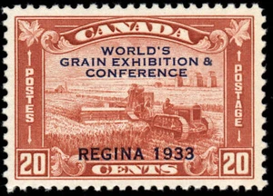 Canada Stamp #203 - Harvesting Wheat Overprint (1933) 20¢ MLH - Picture 1 of 1