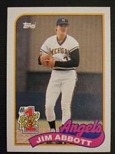 1989 Topps #573 JIM ABBOTT Angels RC rookie card #1 Draft Pick Near Mint 