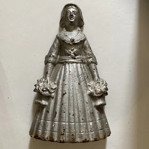 Vintage Antique Cast Iron Victorian Lady Woman Door Stop Hand Painted 8” - Picture 1 of 18