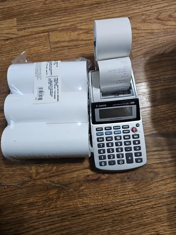 Canon Palm Printer P1-DH V 12 Digits Receipt Business Calculator With 7 Rolls - Image 1 of 4