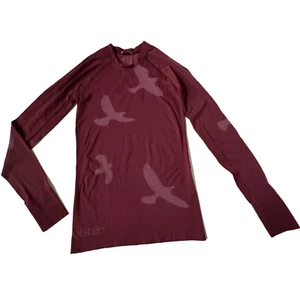 Camiseta deportiva Oiselle para mujer XS Flyte manga larga pájaro baya rosa oscuro vino - Imagen 1 de 6