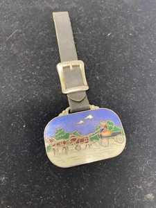 Vintage Watch Fob Cloisonne Sleigh & Horses Winter Scene R. S. Slemmer & Sons OH - Picture 1 of 8