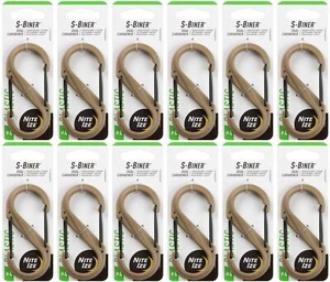 Nite Ize S-Biner Plastic Dual Carabiner #4 - Coyote (12-Pack) - Picture 1 of 2
