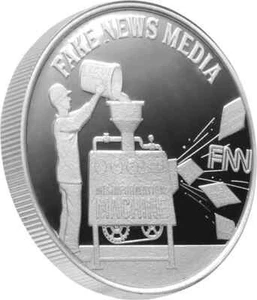Red de medios de noticias falsas BU MAGA redonda de plata de 1 oz Trump L/E 0036/4500 - Imagen 1 de 2