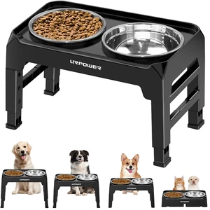 Elevated Dog Bowls, 4 Heights Adjustable Raised Bowl Stand, No Spill Edges NEW - Picture 1 of 7