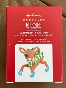 2020 Hallmark Rudolph The Red Nosed Reindeer Slippery Skating Ornament LIGHTS UP - Bild 1 von 2