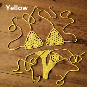 Crochet Mini bikini Set G Thong String Beach Micro Swimwear Cotton Sexy Lingerie - Picture 1 of 23