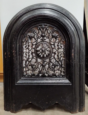Vintage 1800's Arched Fireplace Cover - Cast Iron Cover