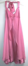 New Donna Ricco Sheer Silk Over Satin Halter Dress Size 10 Pink Flowing $158