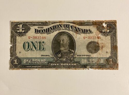 New Listing1923 $1 Dominion of Canada Fine Banknote