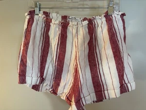 Pantalones Cortos REFORMATION Rojo y Blanco Rayas Lino XL Pull On - Imagen 1 de 4