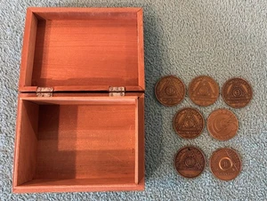 Alcoholics Anonymous AA Bronze Sobriety Medallions in a Decorative Box - Picture 1 of 14