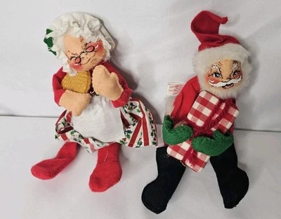 2 muñecas posables Annalee Mobilitee Papá Noel y señora Claus 1963 de colección  Foto 1 de 4
