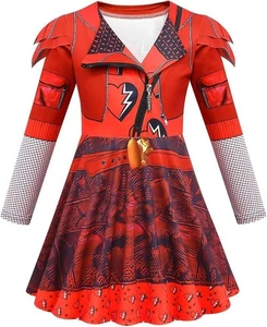 Descendants 4 The Rise of Red Cosplay Kleid rotes Kostüm Mädchen rotes Kleid Perücke - Bild 1 von 3