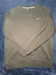 Nike Sportswear Sweatshirt Mens Large Green Swoosh Fleece Pullover Crewneck - Picture 1 of 3