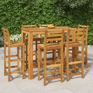 7 Piece Patio Bar Set Solid Wood Acacia - Picture 1 of 10