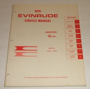 Evinrude 1970 25 hp Service Manual Omc Outboard 25hp Sportster Shop Repair - Picture 1 of 7