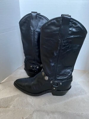 Botas de cuero para mujer Abilene Western Concho arnés vaquera talla 6,5 M negras EE. UU. Foto 1 de 4