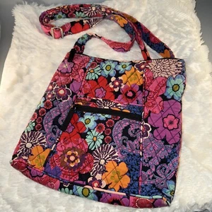 Vera Bradley Crossbody Satchel Colorful Bright Florals Pockets Adjustable CLEAN - Picture 1 of 12