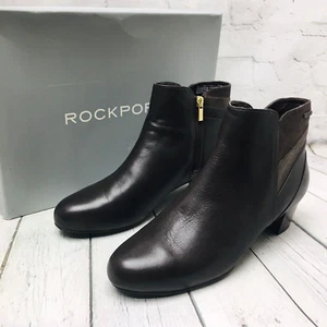 Rockport Women's Ankle Boot 9 M 40 Brown Leather Total Motion Lynix Luxe Zip NEW - Picture 1 of 13