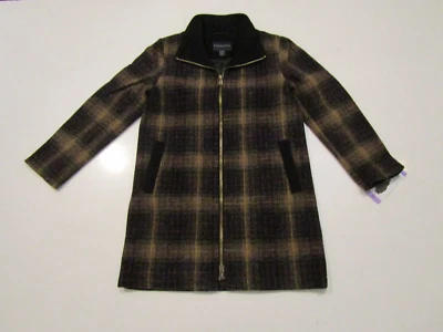 PENDLETON Womens Coat Maroon Plaid Tan Wool Full Zip Long Jacket XS NWT - Image 1 of 3
