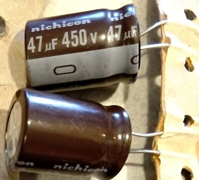 2 pieces 47uf NICHICON 450V 105°C - CS(M) 18mm X25mm great for tube amps