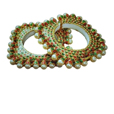 Braut Armreifen Armband Jaipuri Kangan Traditionell Indisch Hochzeit Schmuck - Bild 1 von 4