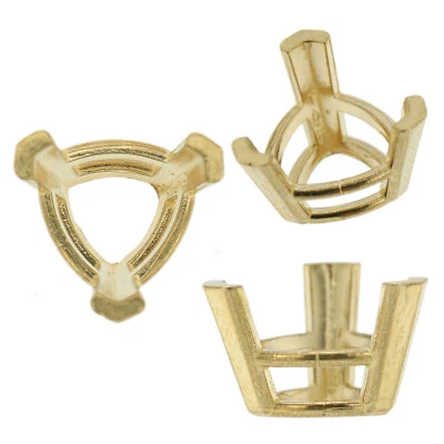 14K Yellow Gold Trillion Wire Basket Setting Mounting V-End 3 Prong 0.12-12.00ct - Image 1 of 4