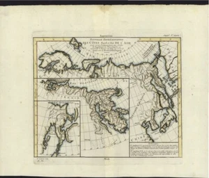 ARCTIC, Antique Map of the Coast of North East Asia,1772 Robert de Vaugundy - Picture 1 of 2
