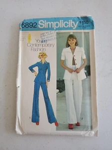 6892 Vtg Simplicity Sewing Pattern Shirt Jacket Pants Young Fashion Sz 14 & 16 - Picture 1 of 3