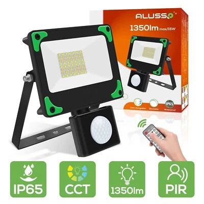 15W LED Fluter Außen Strahler mit Bewegungsmelder Flutlicht mit Fernbedienung - Bild 1 von 4