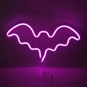 Bat LED Neon Sign Kid's Room Nightlight Dimmable Light Remote Control Wall Decor - Picture 1 of 8