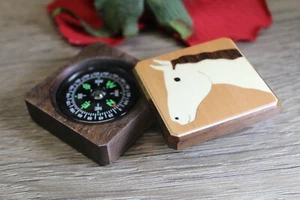 Kompassbox Tasche Militär Camping Armee Wandern Camping Pferd Handarbeit - Bild 1 von 4