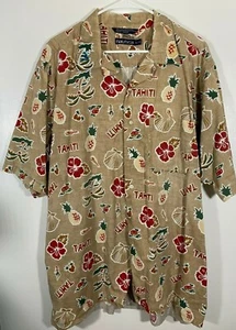 Vintage NAUTICA TAHITI Men's XL Shirt Pineapple Hibiscus Hula Palm Tree Tropical - Picture 1 of 3