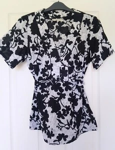 John Rocha 100% Cotton V Neck Tunic Top, Size 14, Black & White, Ex.Condition - Picture 1 of 4