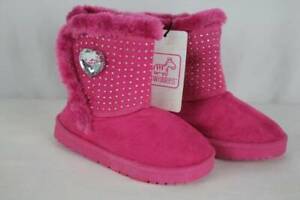 NEW Toddler Girls Pink Boots Size 5 Winter Fashion Shoes Faux Fur Rhinestones