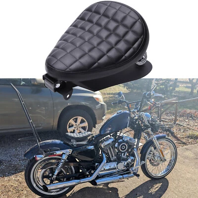 Para Harley Yamaha Moto Chopper Bobber 3" Resorte Solo Asiento con Base Sillín Foto 1 de 4
