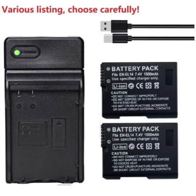 EN-EL14 Battery or charger for Nikon D3200 D5100 D5200 P7000 P7100 P7700 P7800 - Image 1 of 4