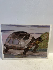 - Hand Drawn Painting Original Zola Reed 2006 Turtle Wildlife Themed  - Picture 1 of 3