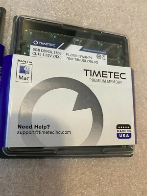 Timetec Hynix 16GB KIT (2x8GB) DDR3L 1866MHz 1.35V 2RX8 Mac Apple 78AP18NUSL2R8 - Image 1 of 3