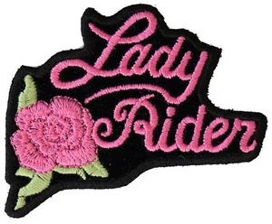 Pink Lady Rider Rose Biker Patch - 3x2.5 inch - P2526PINK - Bild 1 von 5